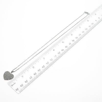 925 Sterling Silver Round-Cut C Z Heart Cable Chain Necklace 18"