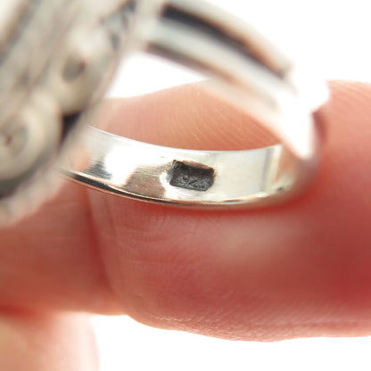 925 Sterling Silver Vintage Real Rutilated Quartz Spiral Oxidized Ring Size 7.25