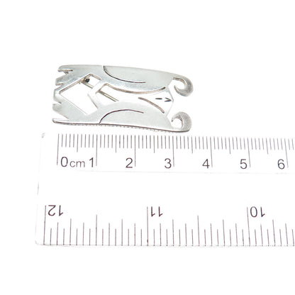 925 Sterling Silver Vintage Modernist Oxidized Pin Brooch