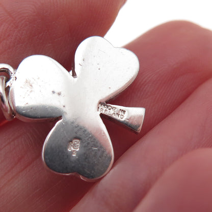 Solvar 925 Sterling Silver Vintage Ireland Real Connemara Marble Clover Pendant