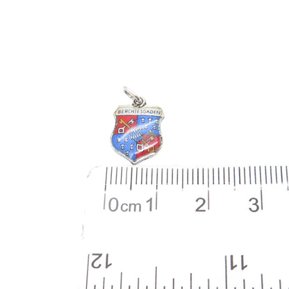 925 Sterling Silver Vintage Enamel Berchtesgaden Coat of Arms Minimalist Pendant