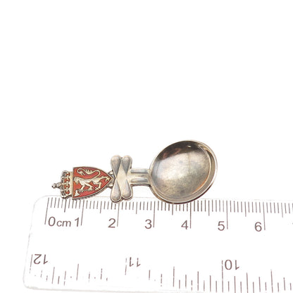 Einar Modahl Sterling Gold Plated Vintage Enamel Norway Coat of Arms Salt Spoon