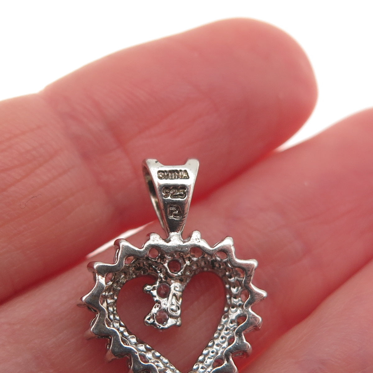 Ross Simons 925 Sterling Silver Round-Cut C Z Heart Mini Charm Pendant