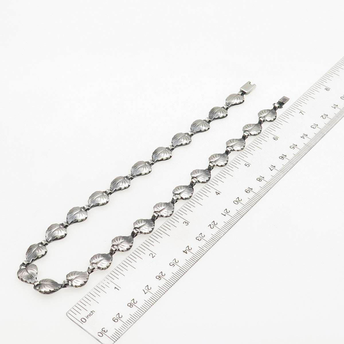 HERMANN SIERSBOL Sterling Silver Vintage Denmark Floral Leaf Chain Necklace 14"