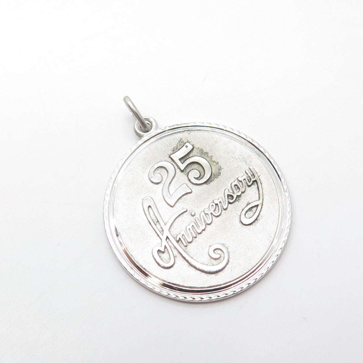 GRIFFITH & SONS CO. 925 Sterling Silver Vintage "Anniversary 25" Round Pendant