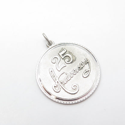 GRIFFITH & SONS CO. 925 Sterling Silver Vintage "Anniversary 25" Round Pendant