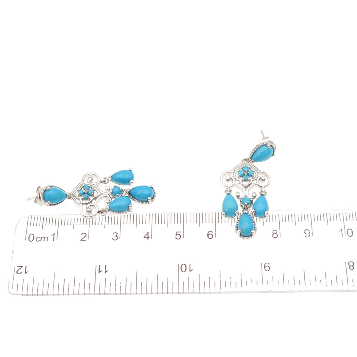 Chuck Clemency Sterling Silver Real Sleeping Beauty Turquoise Dangle Earrings