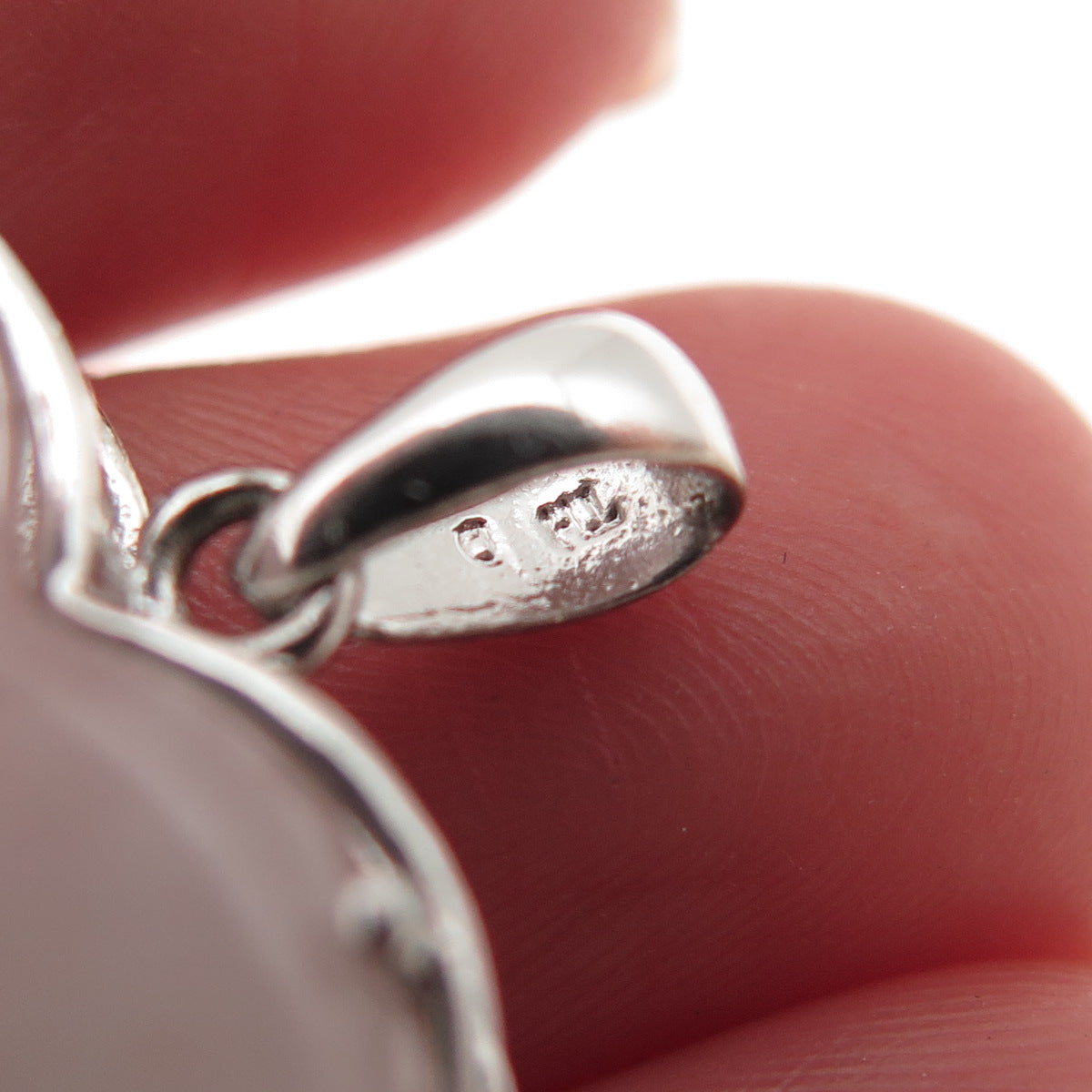925 Sterling Real Rose Quartz & C Z Breast Cancer Awareness Hope Heart Pendant