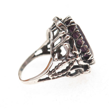 Chateau D’Argent 925 Sterling Silver Vintage Purple C Z Oxidized Ring Size 8