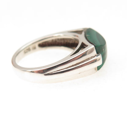 Michelle Albala 925 Sterling Silver Vintage Real Malachite Modernist Ring Size 5