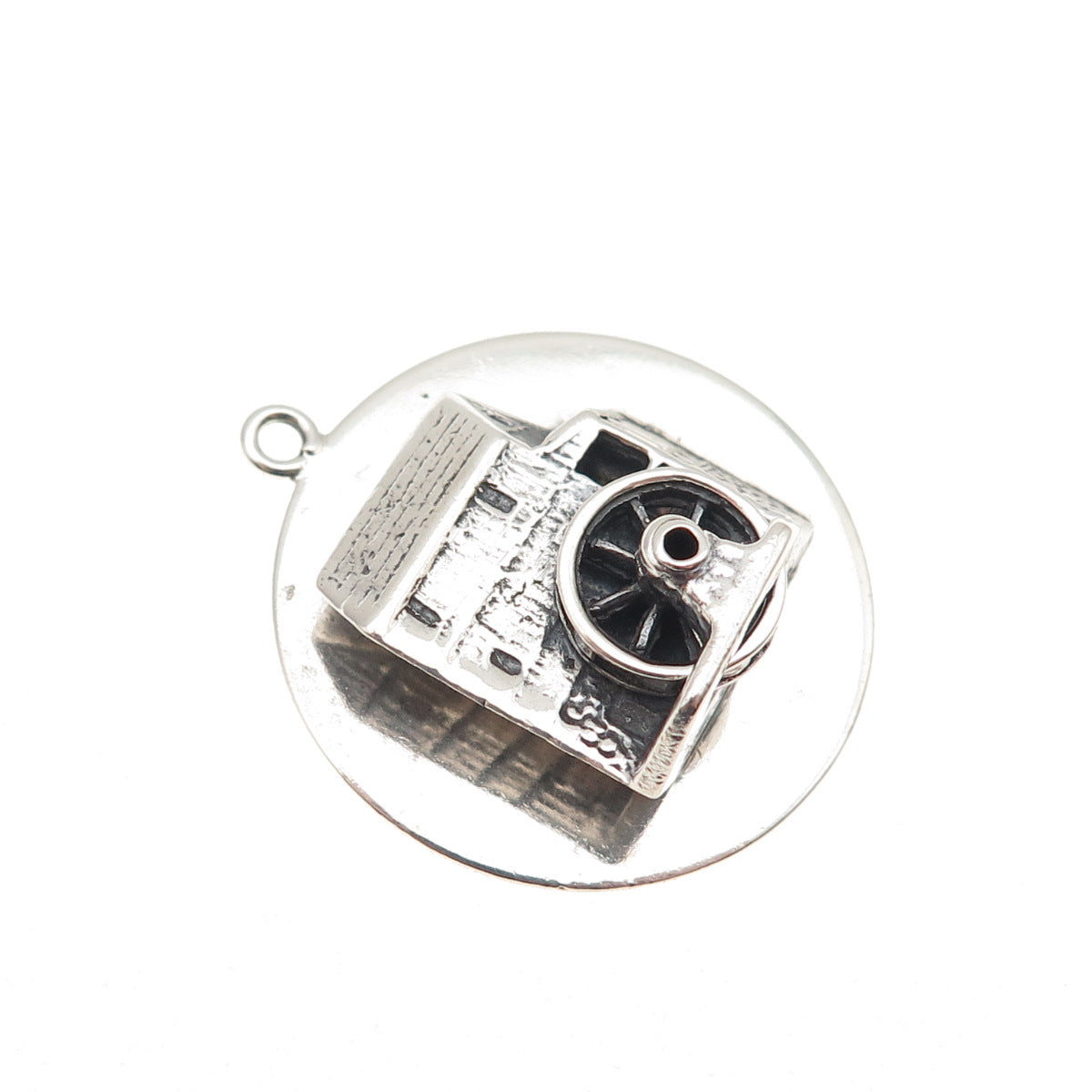 Cini 925 Sterling Silver Vintage Watermill Oxidized Charm Pendant