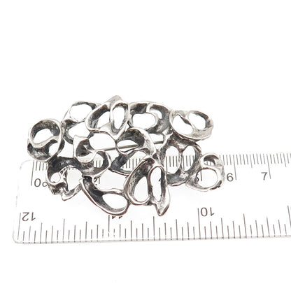 925 Sterling Silver Vintage Modernist Oxidized Pin Brooch / Pendant