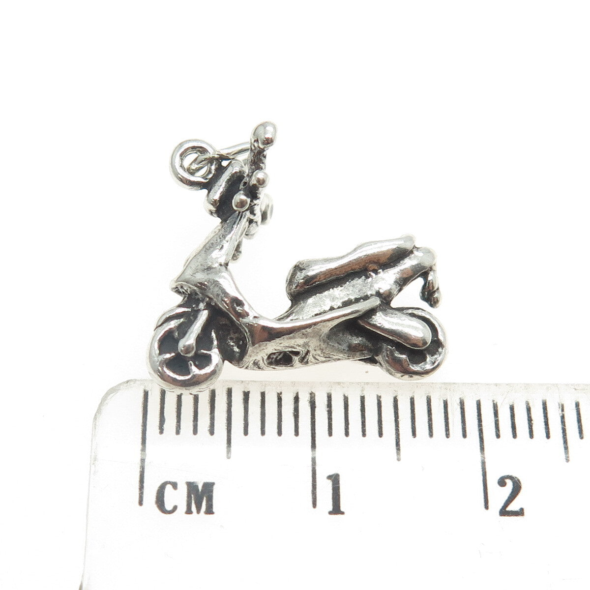 SUN WEST 925 Sterling Silver Vintage Scooter 3D Charm Pendant