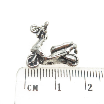 SUN WEST 925 Sterling Silver Vintage Scooter 3D Charm Pendant