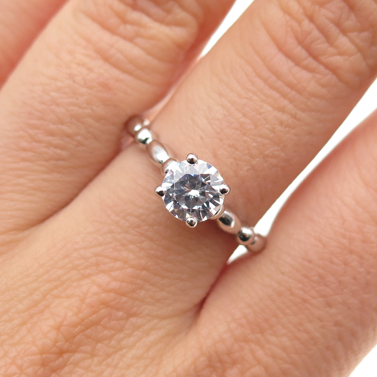 925 Sterling Silver Round-Cut C Z Engagement Ring Size 8.25