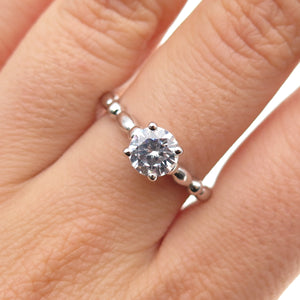 925 Sterling Silver Round-Cut C Z Engagement Ring Size 8.25