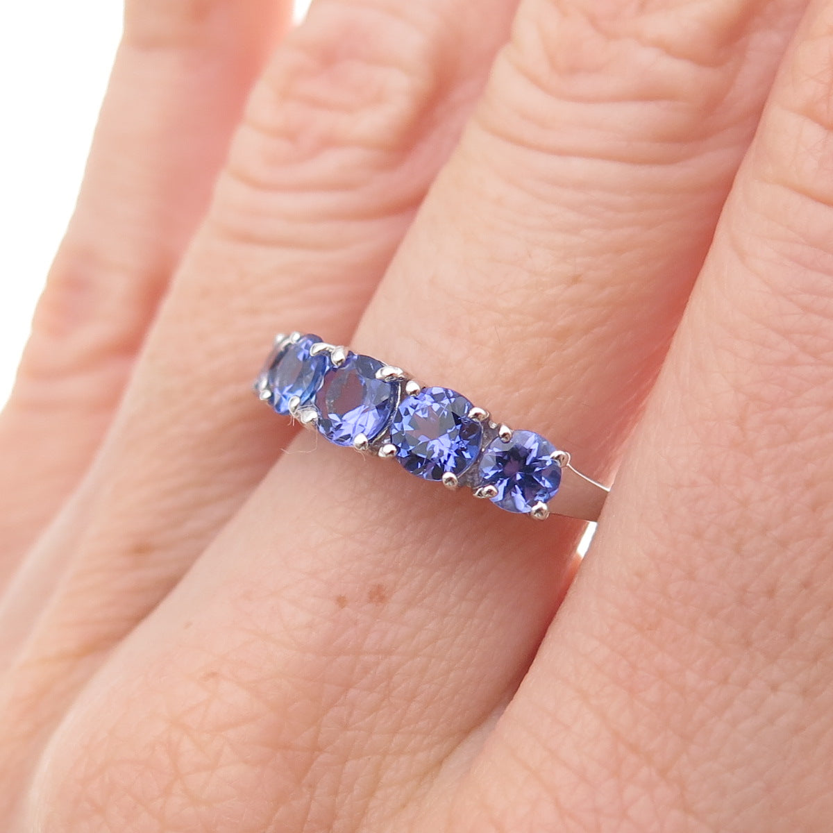 Chuck Clemency 925 Sterling Silver Real Round-Cut Tanzanite Ring Size 8.25