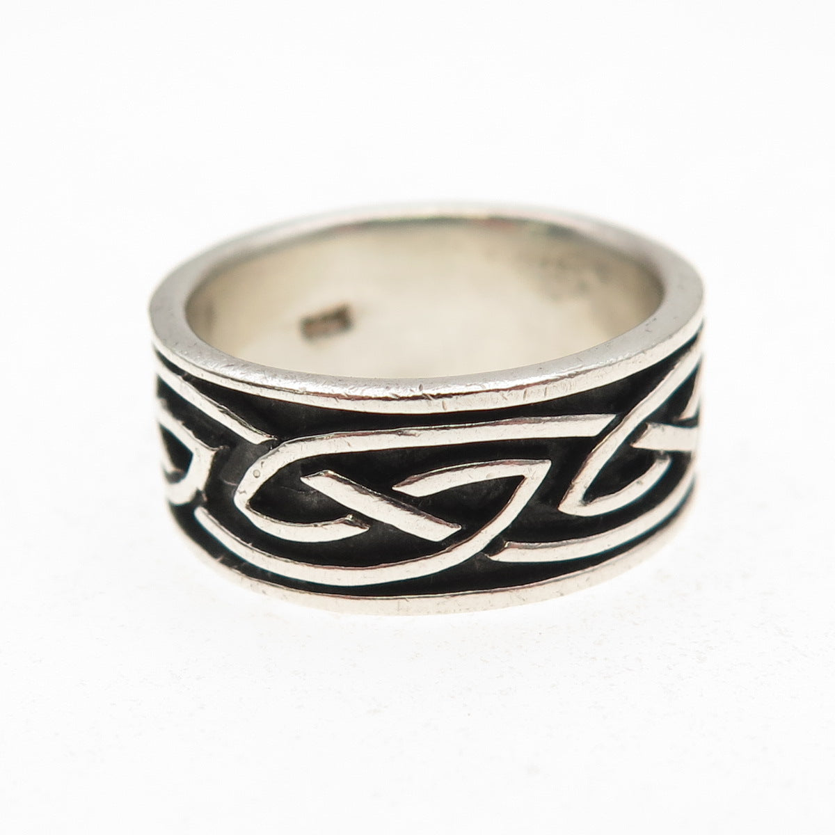 925 Sterling Silver Vintage Celtic Knot Oxidized Band Ring Size 7.5