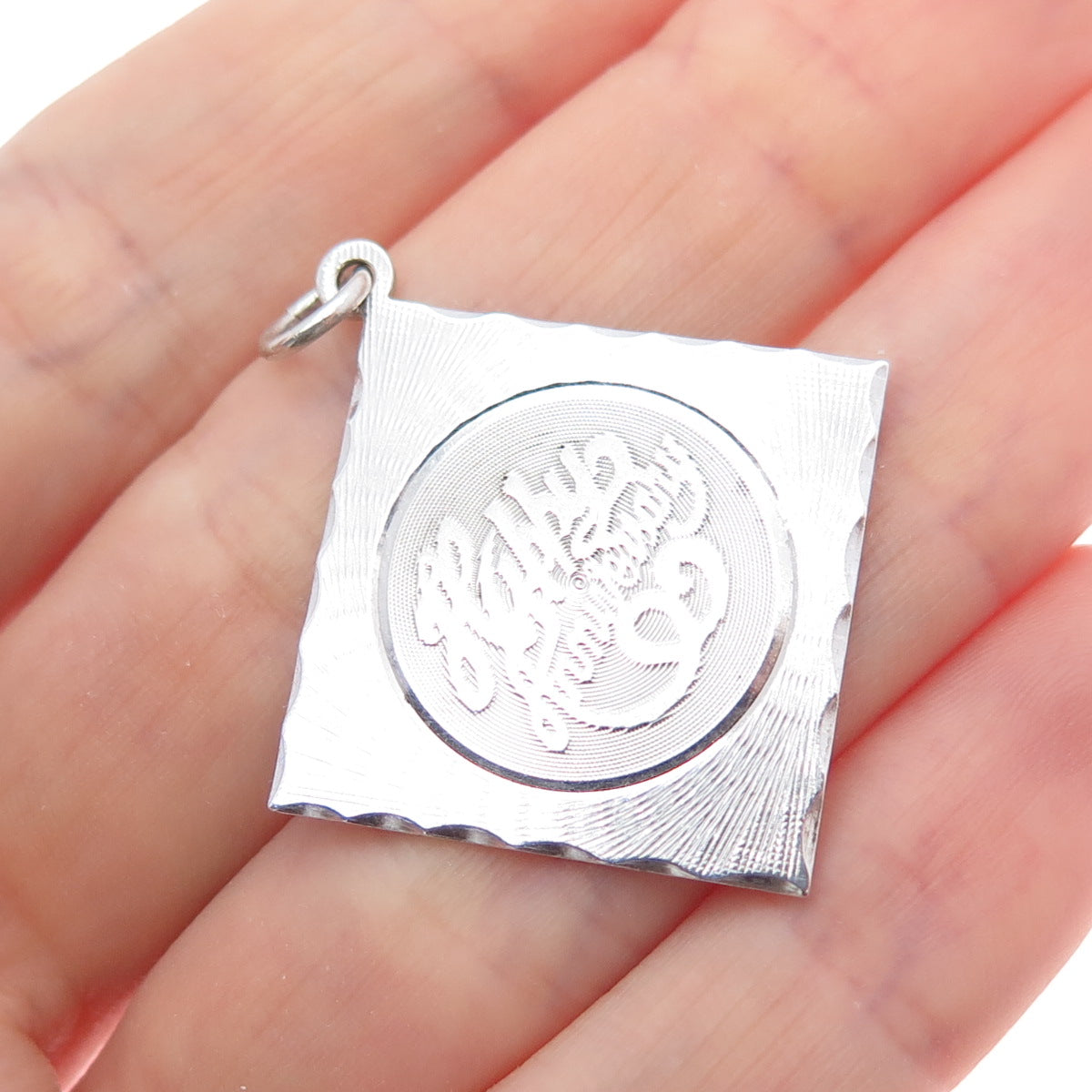 925 Sterling Silver Vintage Happy Anniversary Charm Pendant