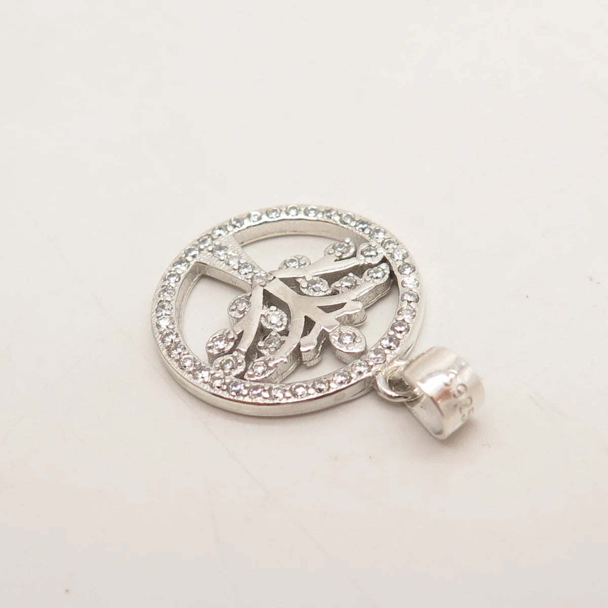 925 Sterling Silver C Z Tree of Life Pendant