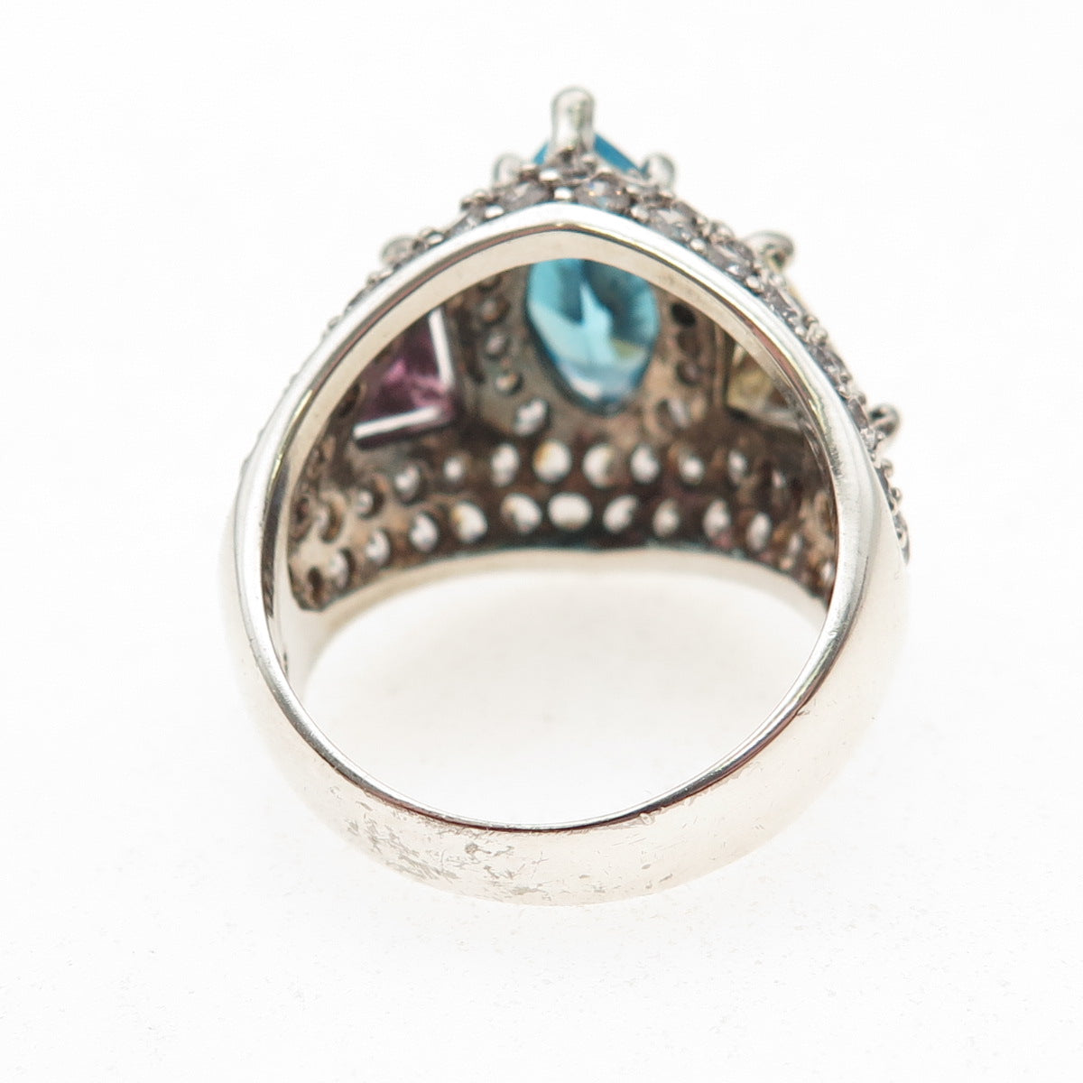925 Sterling Silver Multi-Color C Z Sparkle Ring Size 8
