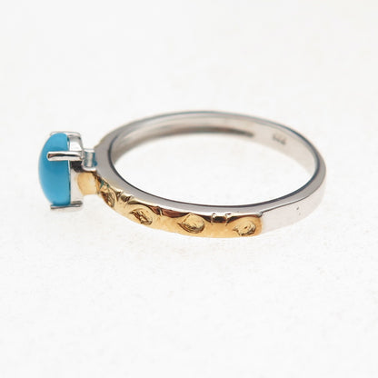 Chuck Clemency 925 Sterling 2-Tone Real Sleeping Beauty Turquoise Ring Size 8.25