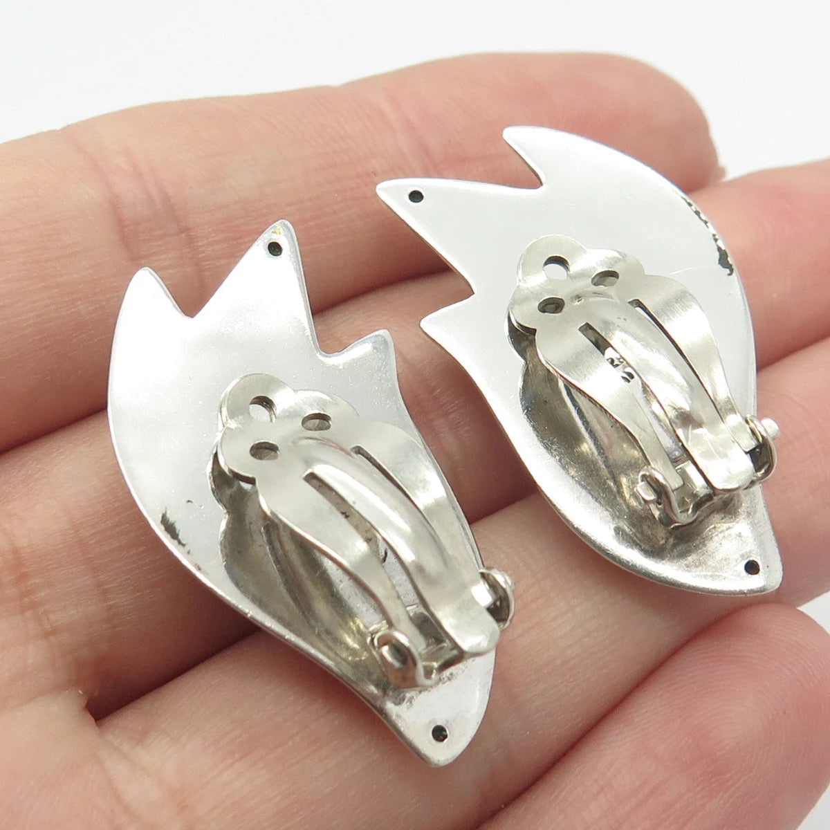 925 Sterling Silver Vintage Ribbed Clip On Earrings