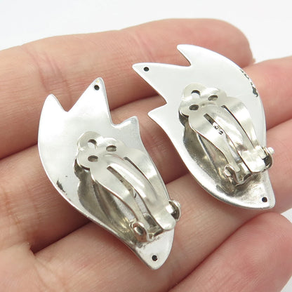 925 Sterling Silver Vintage Ribbed Clip On Earrings