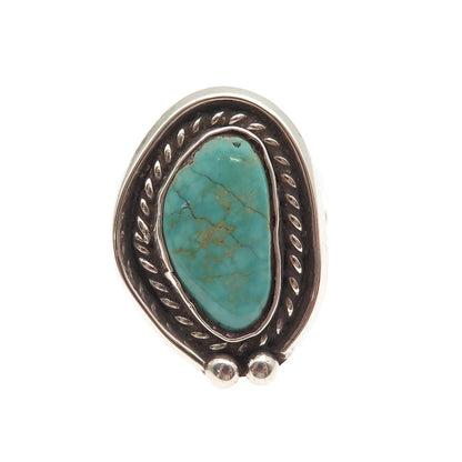 Old Pawn Sterling Silver Vintage Southwestern Turquoise Tribal Ring Size 5.75