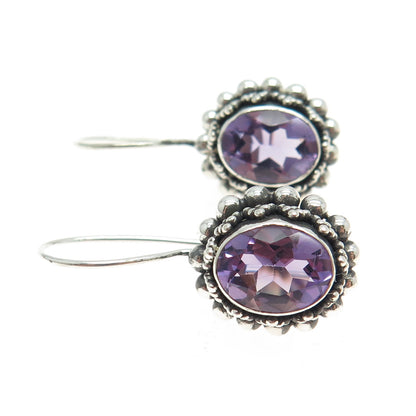 SUARTI BALI 925 Sterling Silver Vintage Real Amethyst Beaded Earrings