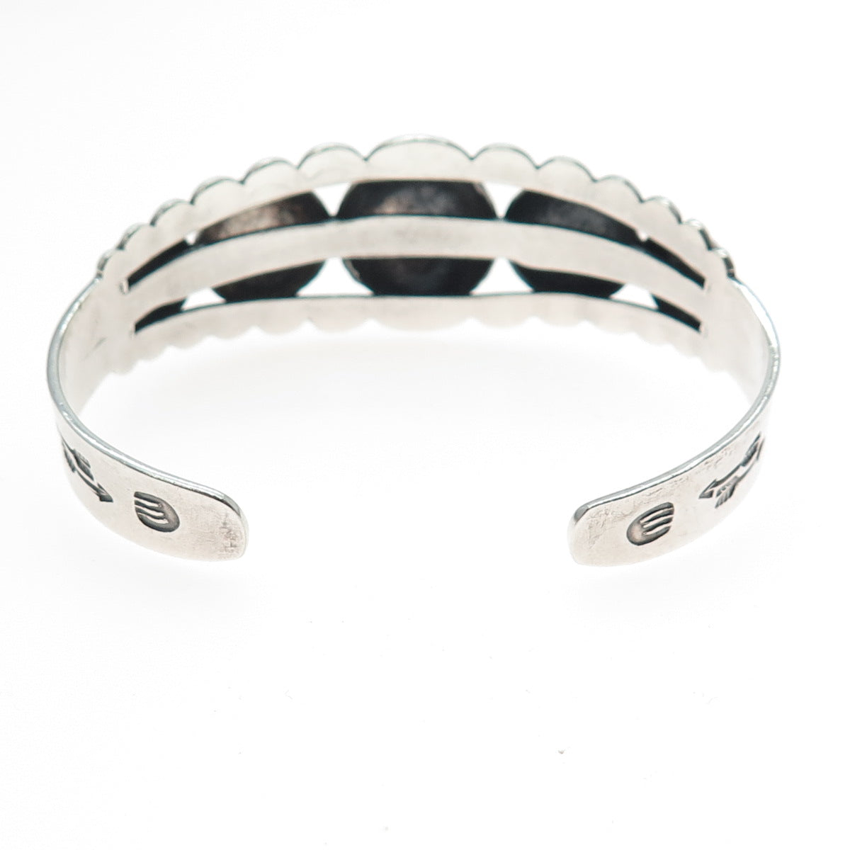 Old Pawn 925 Sterling Silver Vintage Ball Beaded Adjustable Cuff Bracelet 6.25"