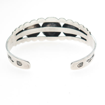 Old Pawn 925 Sterling Silver Vintage Ball Beaded Adjustable Cuff Bracelet 6.25"