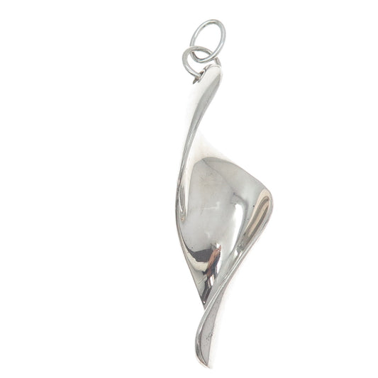 ELLE 925 Sterling Silver Vintage Real Ruby Modernist Twisted Pendant