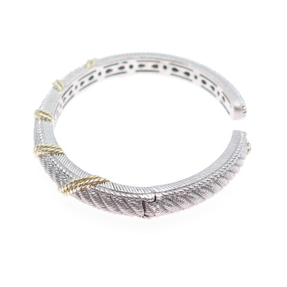 JUDITH RIPKA 925 Sterling Silver 2-Tone Twisted Roped Cuff Bracelet 6"
