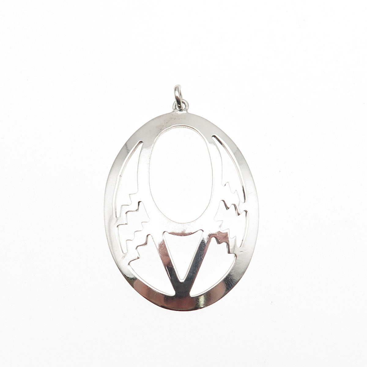 925 Sterling Silver Vintage Modernist Crescent Pendant