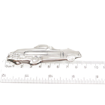 925 Sterling Silver Vintage Retro Car Repousse Oxidized Pin Brooch