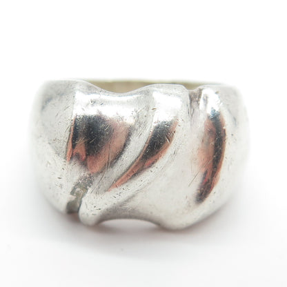 925 Sterling Silver Vintage Ribbed Ring Size 7.5