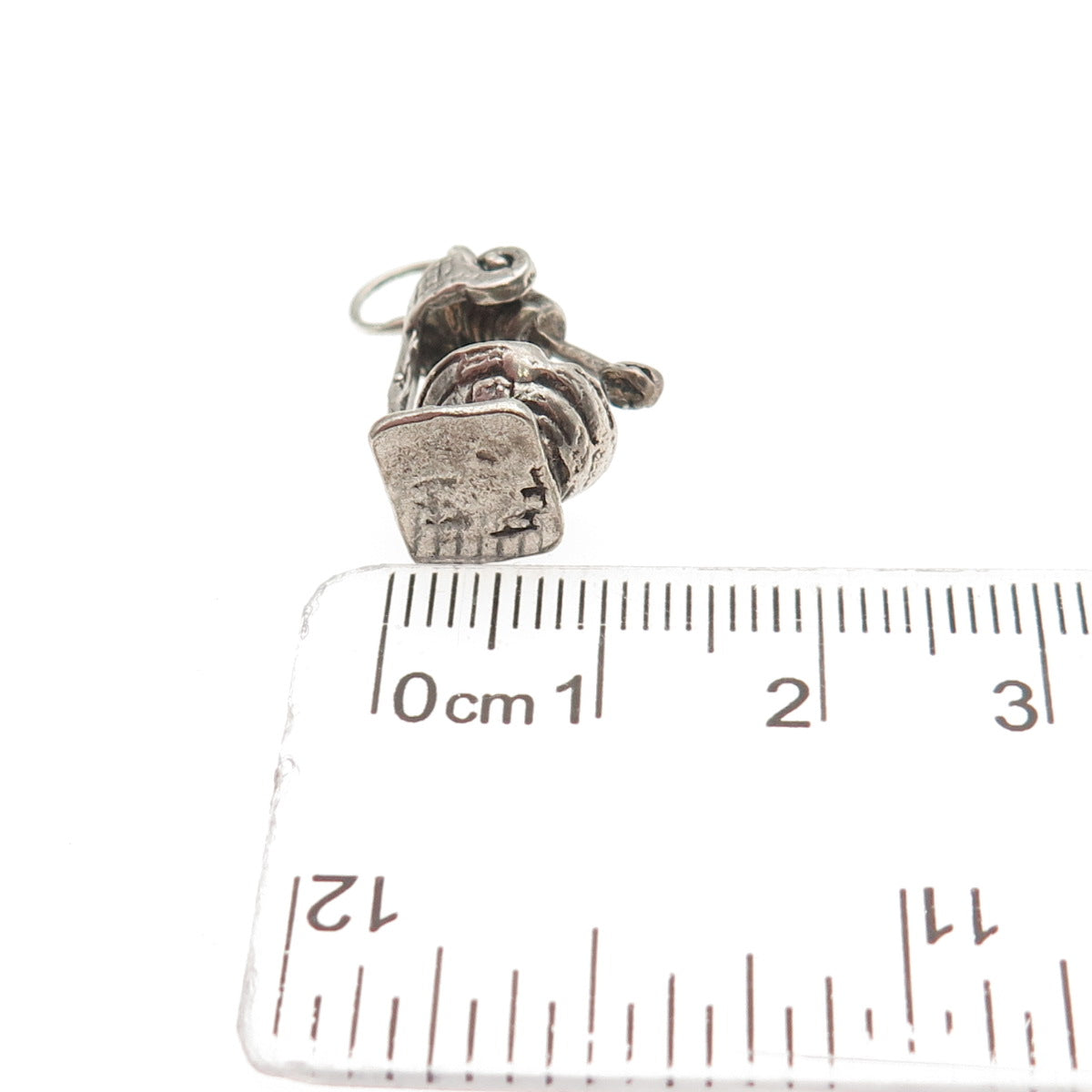 925 Sterling Silver Antique Art Deco Mixer Oxidized 3D Mini Charm Pendant