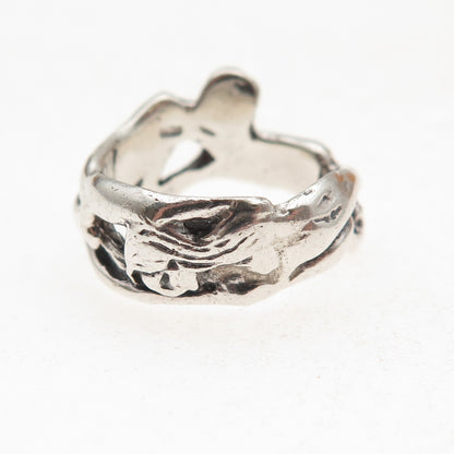 925 Sterling Silver Vintage Erotic Scene Oxidized Band Ring Size 5.75