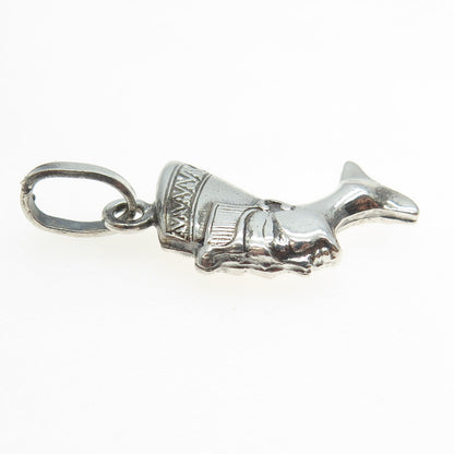 925 Sterling Silver Vintage Nefertiti Egyptian Pharaoh Charm Pendant