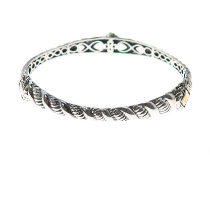 JAI by John Hardy 14K Gold 925 Sterling Silver Bangle Bracelet 8"