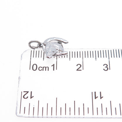 J.M. FISHER 925 Sterling Silver Vintage Horse Shoe Club Mini Charm Pendant