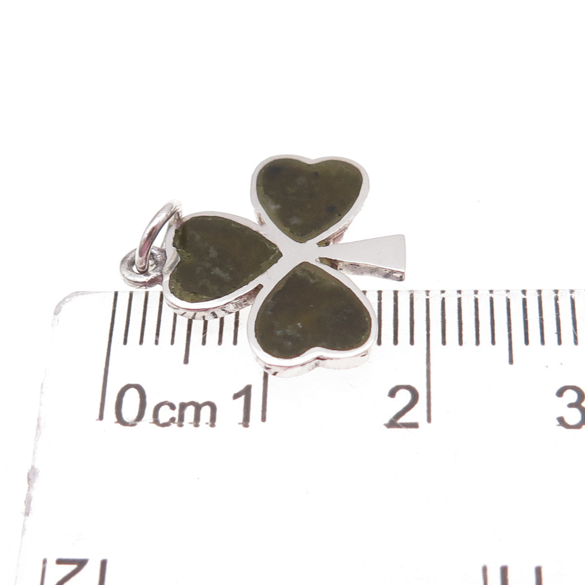 Solvar 925 Sterling Silver Vintage Ireland Real Connemara Marble Clover Pendant