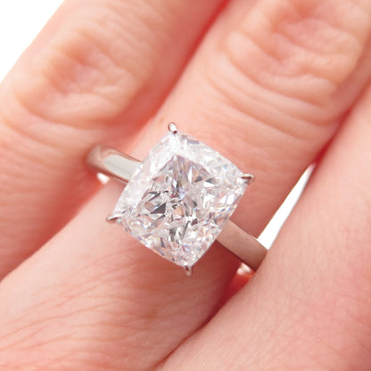 DSMK 925 Sterling Silver Radiant-Cut C Z Engagement Ring Size 6