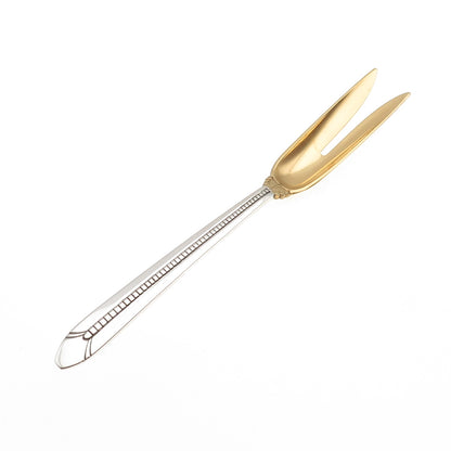 Tiffany & Co 925 Sterling 2-Tone Antique Art Deco Monogram Individual Melon Fork