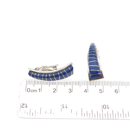 Daren Tsalate Zuni Old Pawn 925 Sterling Silver Vintage Lapis Clip On Earrings