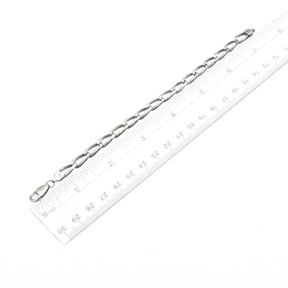 925 Sterling Silver Vintage Italy Paperclip Curb Link Oxidized Bracelet 7"