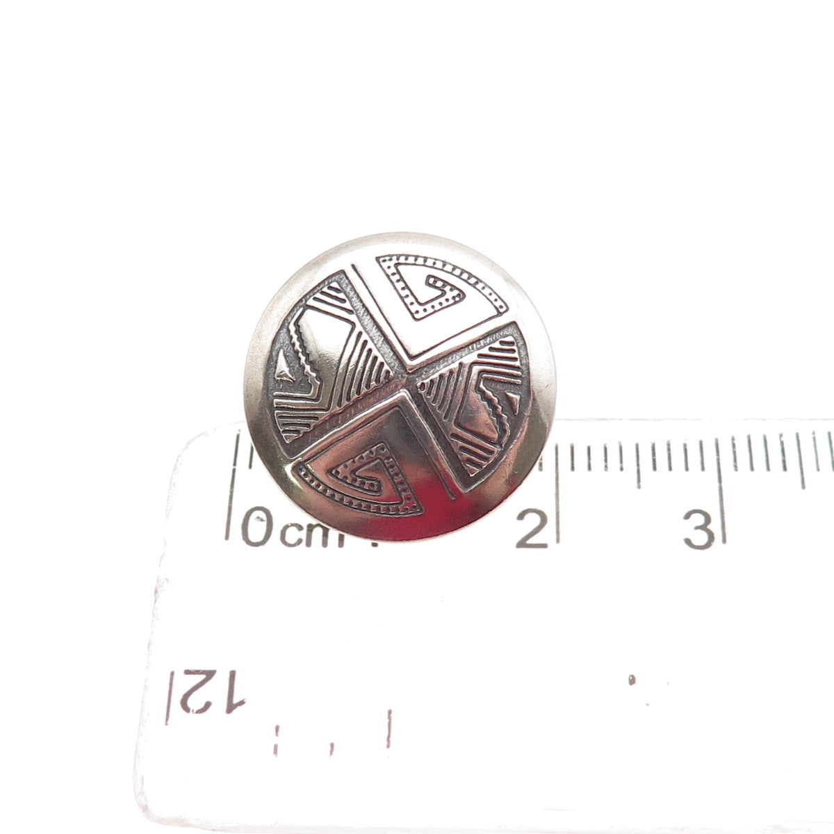 Old Pawn 925 Sterling Silver Vintage Southwestern Concho Oxidized Tribal Button