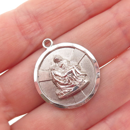 CATAMORE Sterling Silver Vintage World's Fair Pieta Michelangelo Medal Pendant