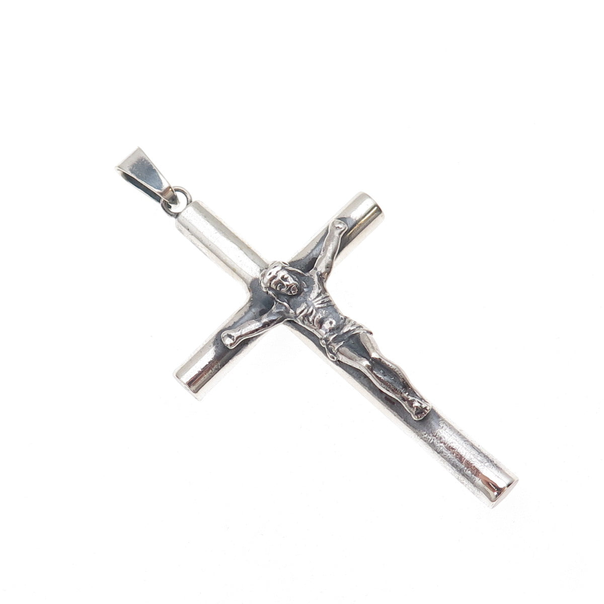 925 Sterling Silver Vintage Crucifix Cross Oxidized Pendant